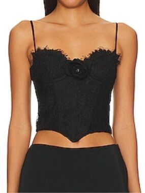 Stone Cold Fox Black Lace Bustier Camisole with Rosette